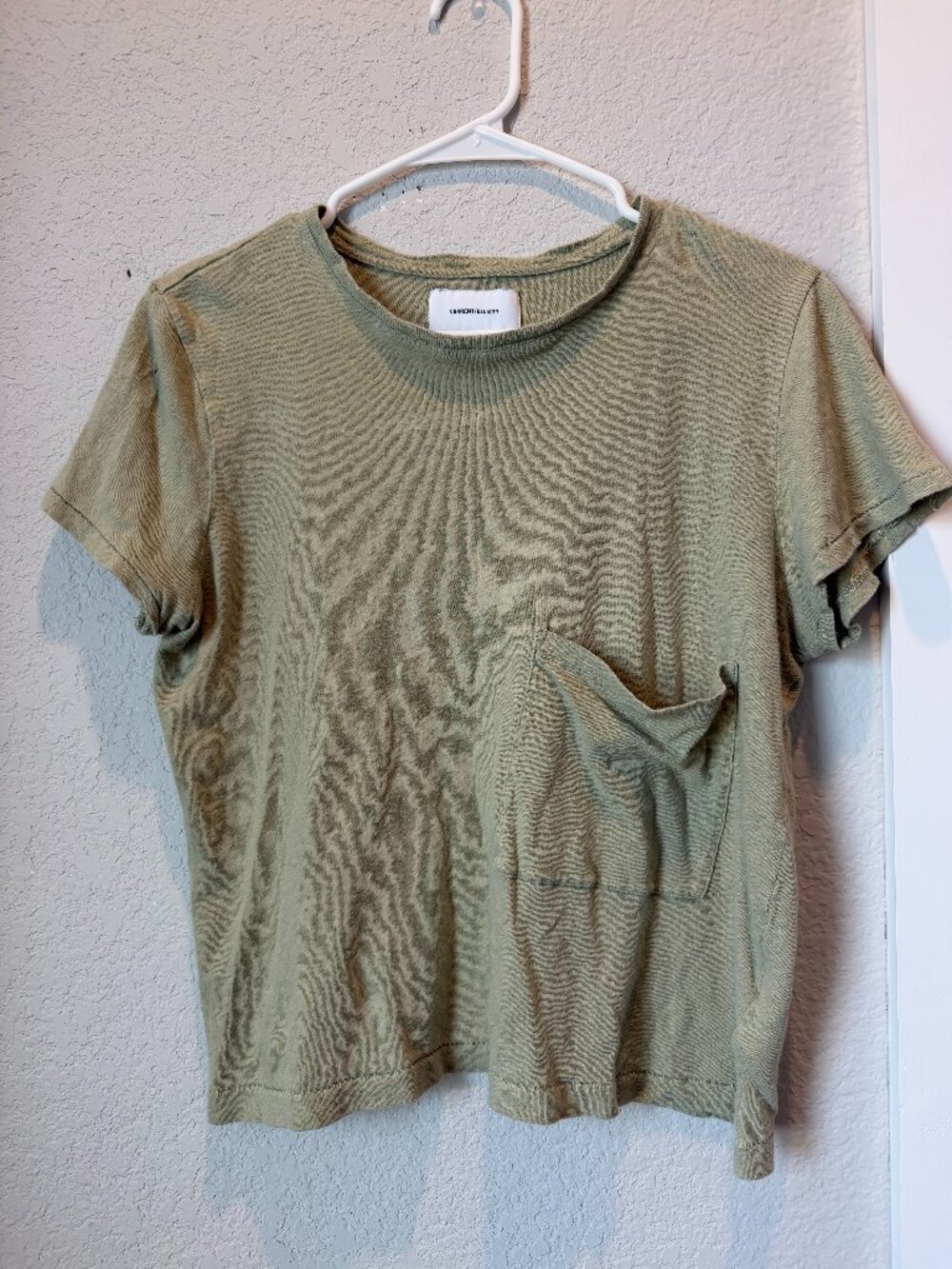 Current/Elliott Green Linen Blend T-Shirt Size Small